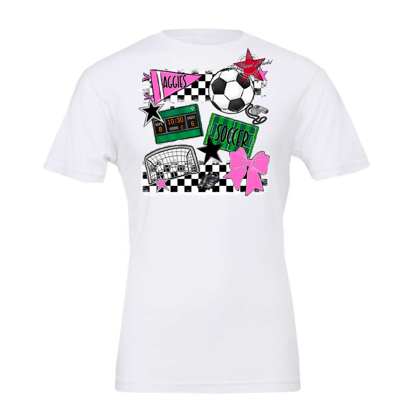 Aggies Soccer Checkers Design-Baby Pink