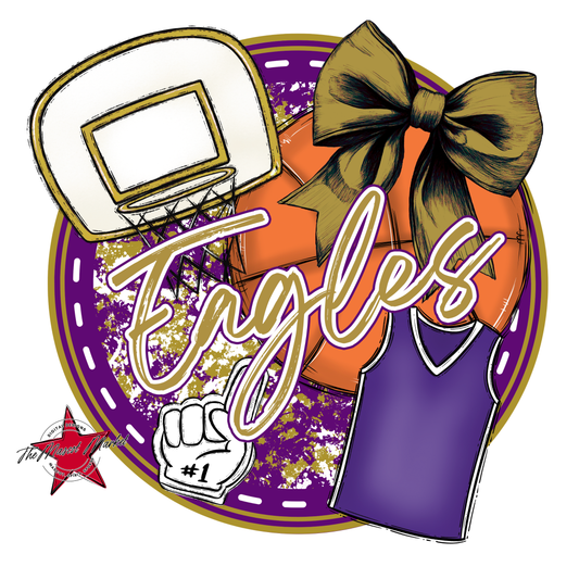 Eagles Circle Basketball Design-Purple-Gold