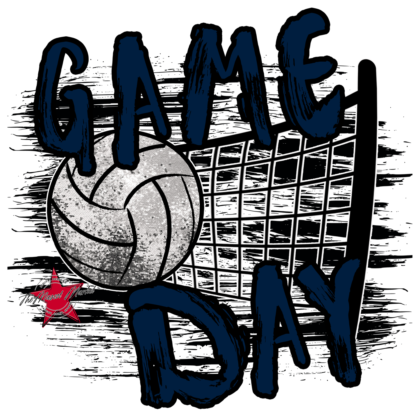 Volleyball Game Day w Net-Navy