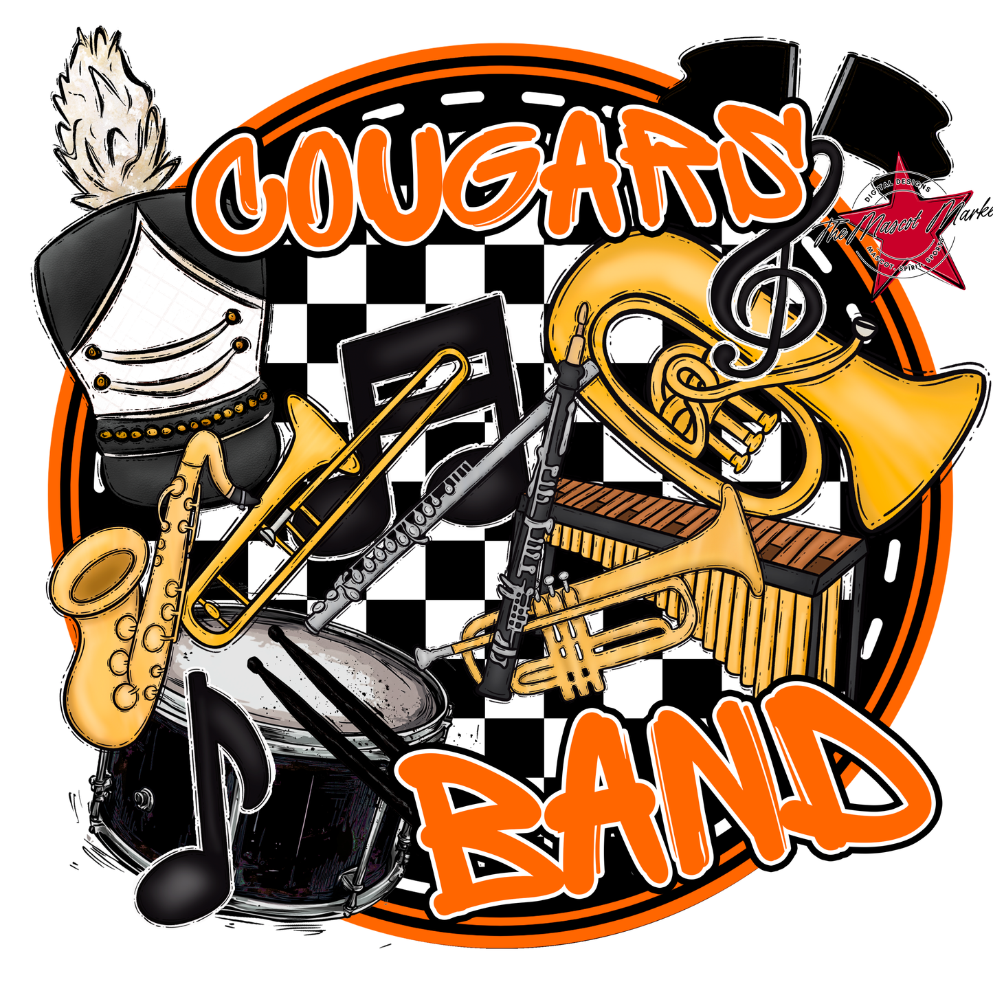 Cougars Circle Band Design-Orange