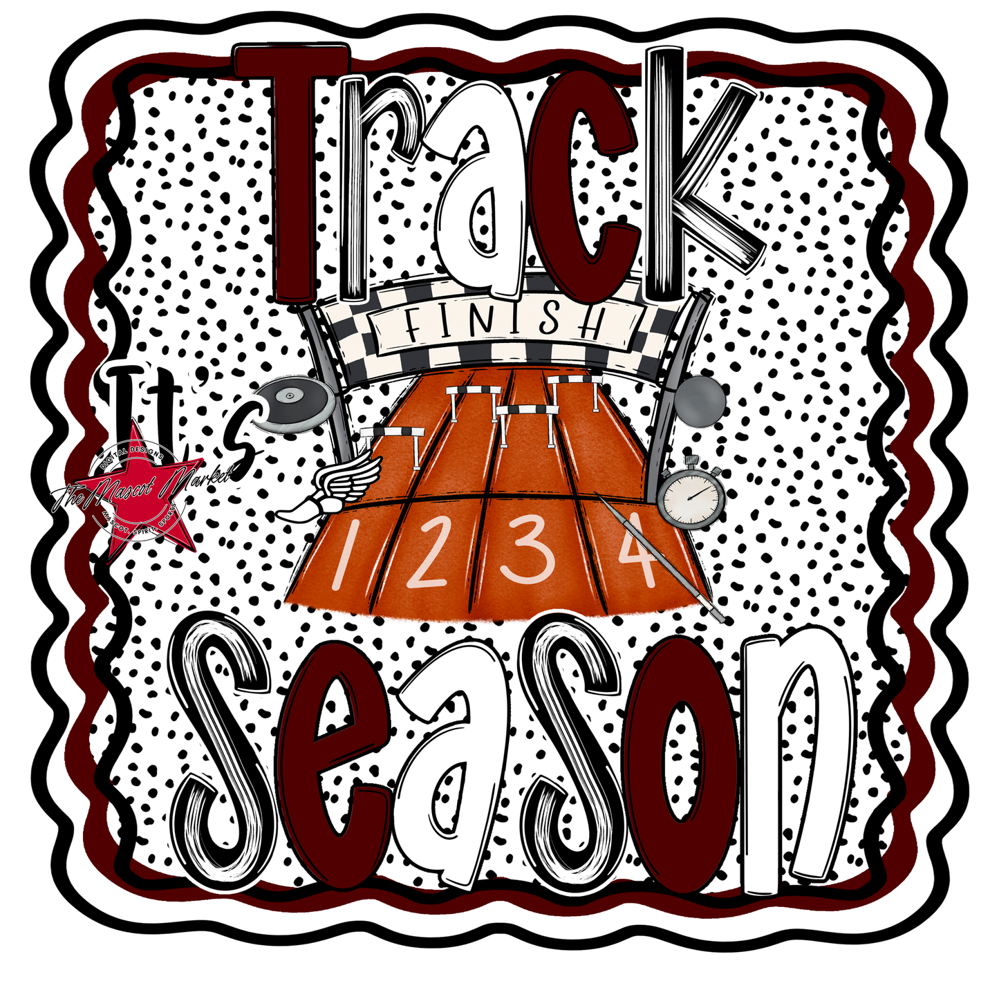 It's Track Season Dot Design-Maroon