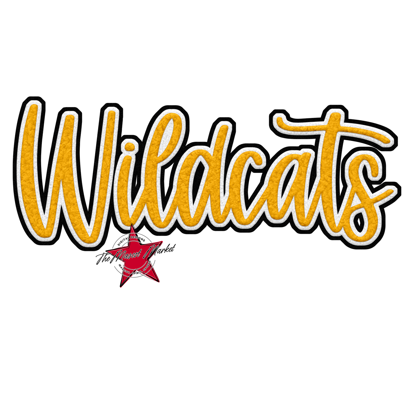 Wildcats Faux Chenille Patch-Yellow