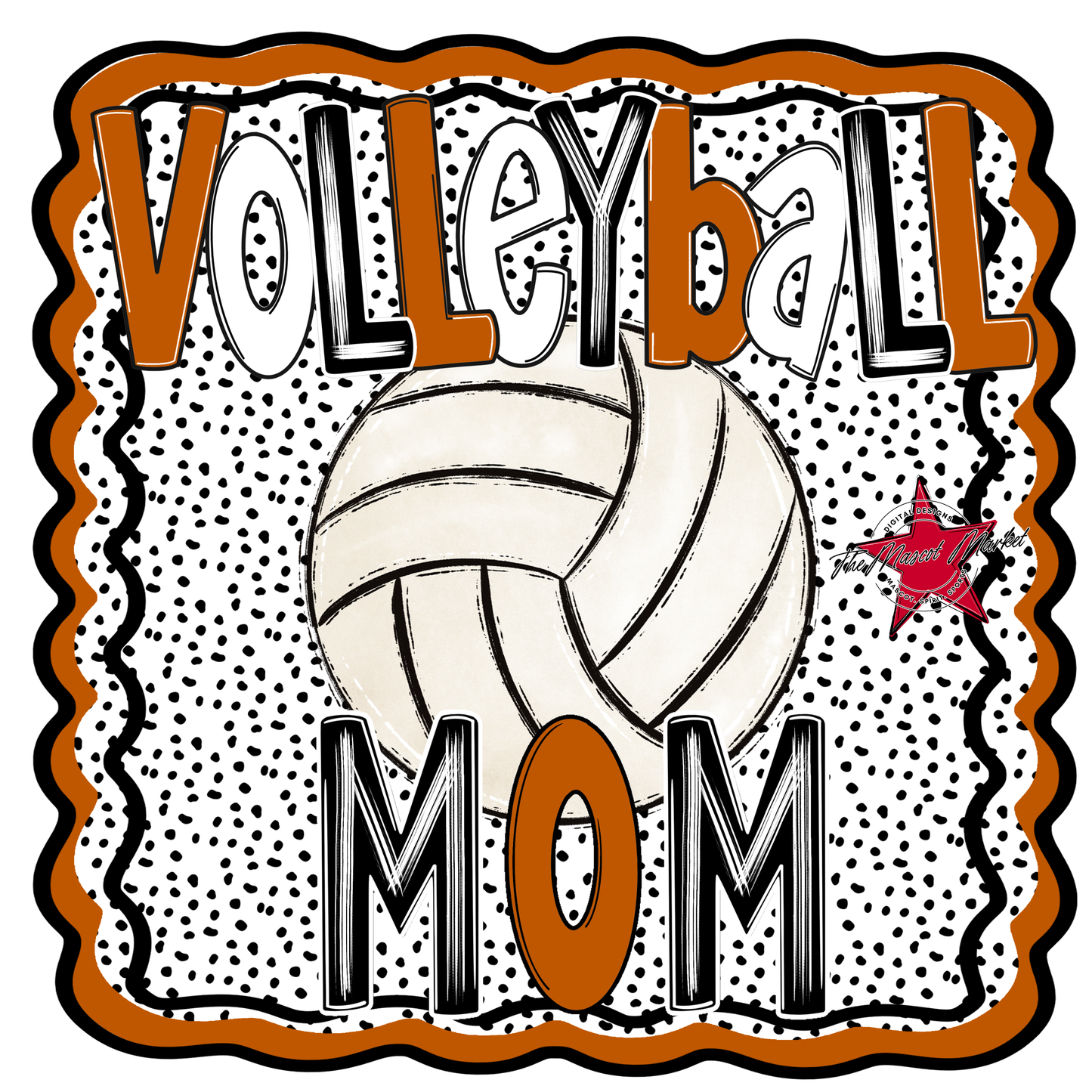 Volleyball Mom Dot Design-Burnt Orange