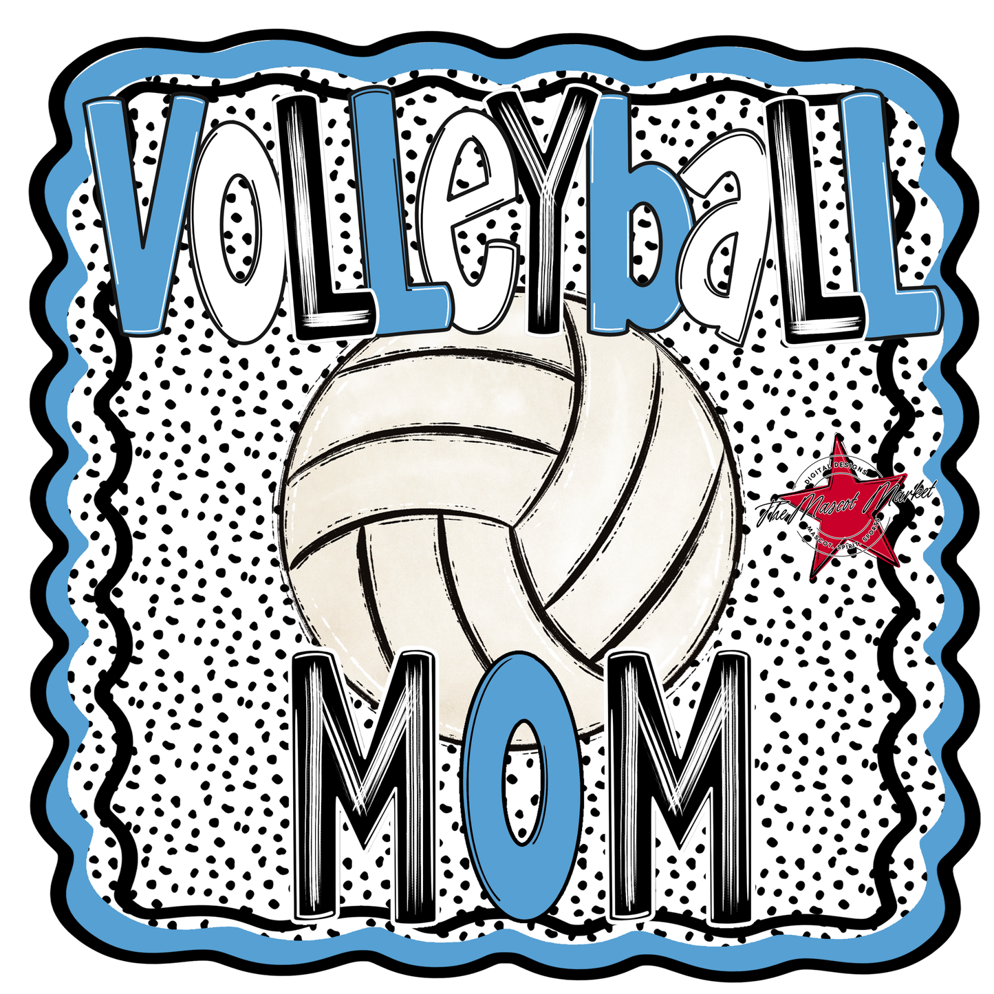 Volleyball Mom Dot Design-Carolina Blue