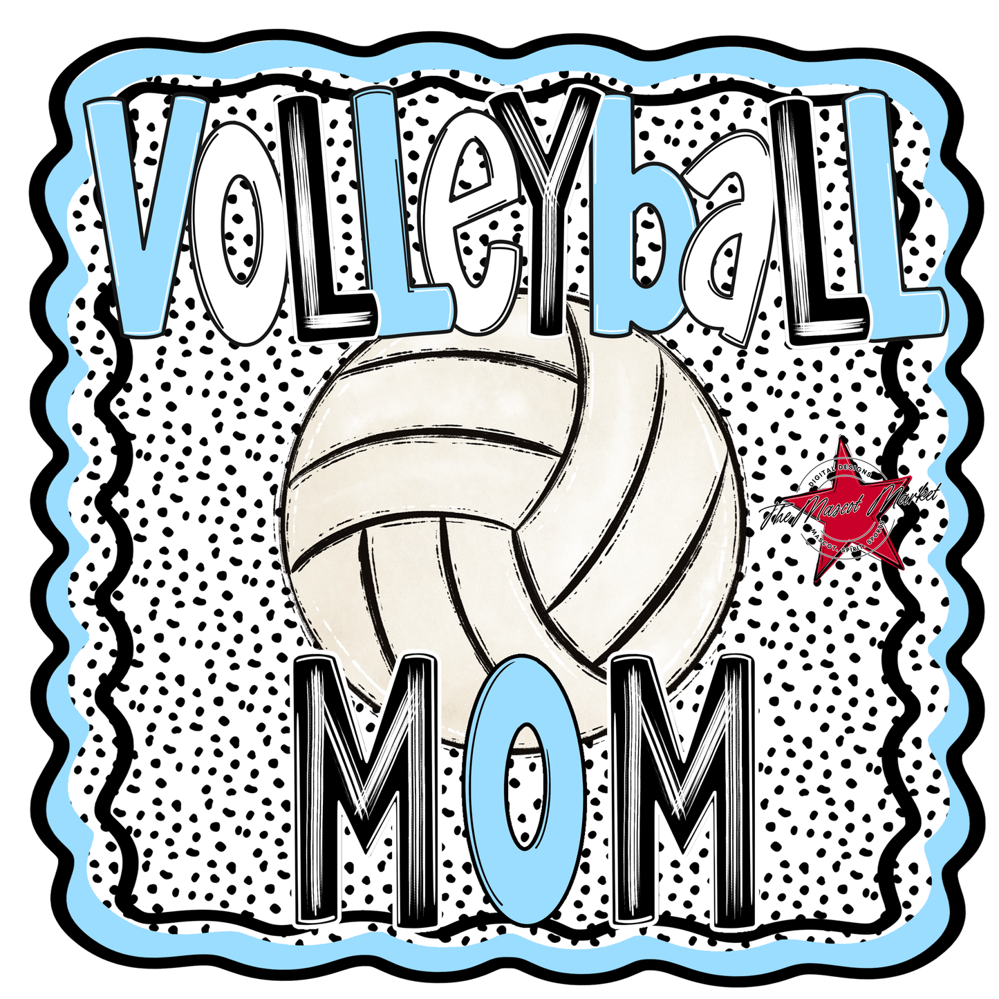 Volleyball Mom Dot Design-Columbia Blue