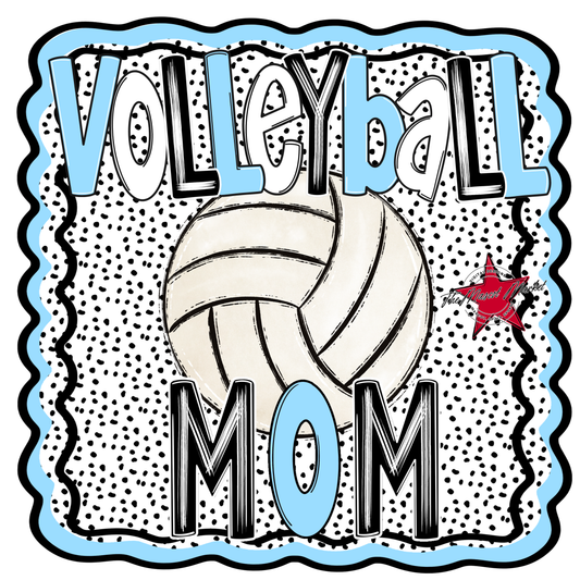 Volleyball Mom Dot Design-Columbia Blue