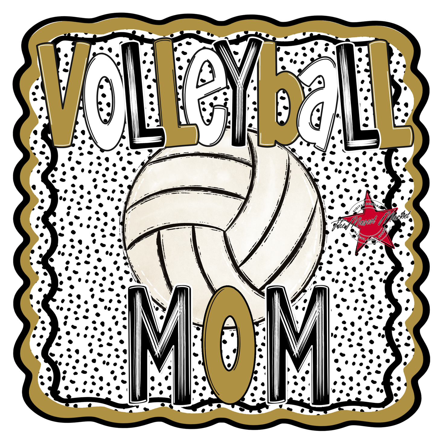 Volleyball Mom Dot Design-Gold