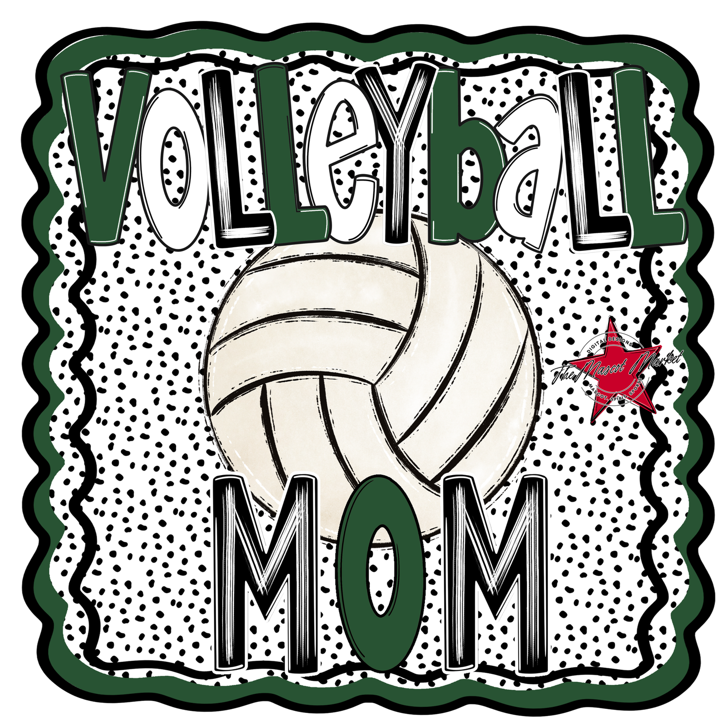 Volleyball Mom Dot Design-Green
