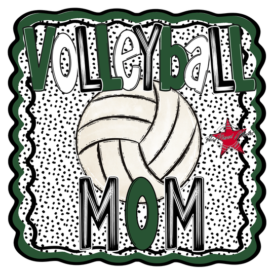 Volleyball Mom Dot Design-Green