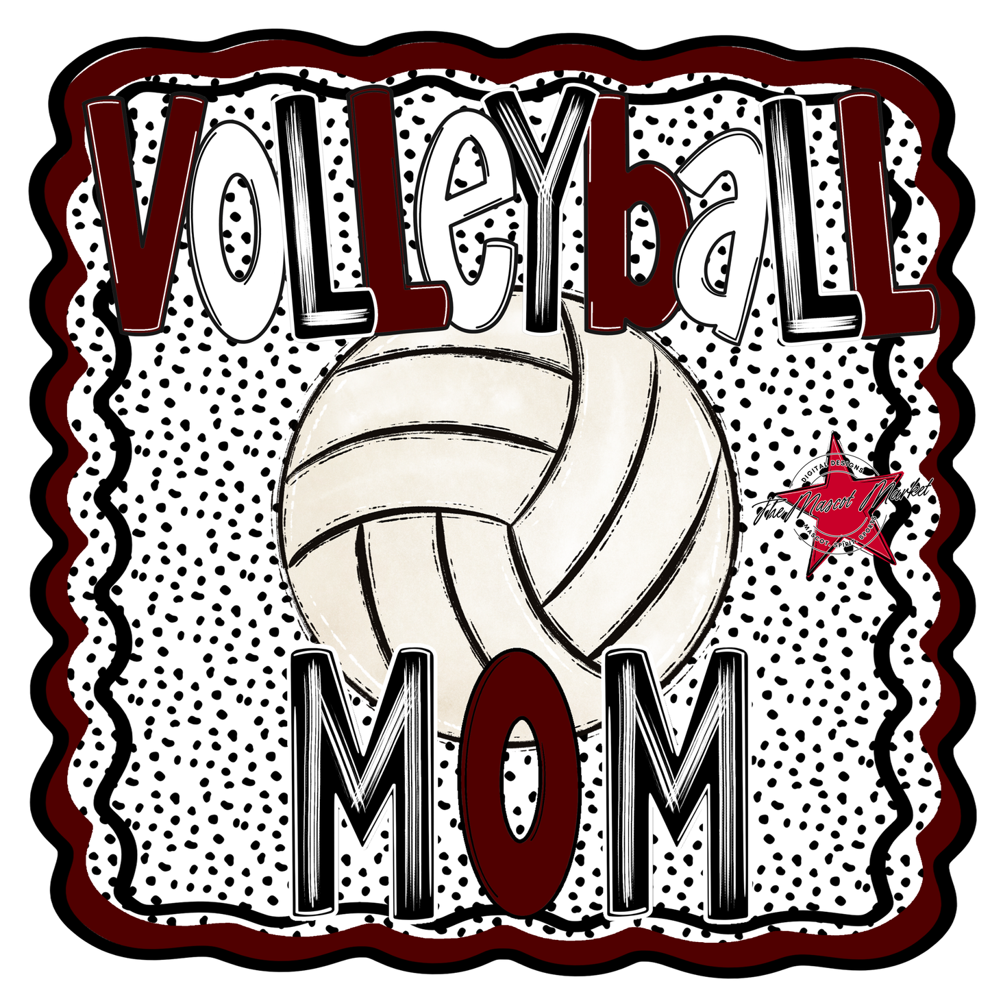 Volleyball Mom Dot Design-Maroon