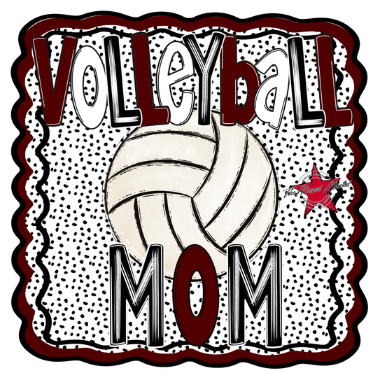 Volleyball Mom Dot Design-Maroon
