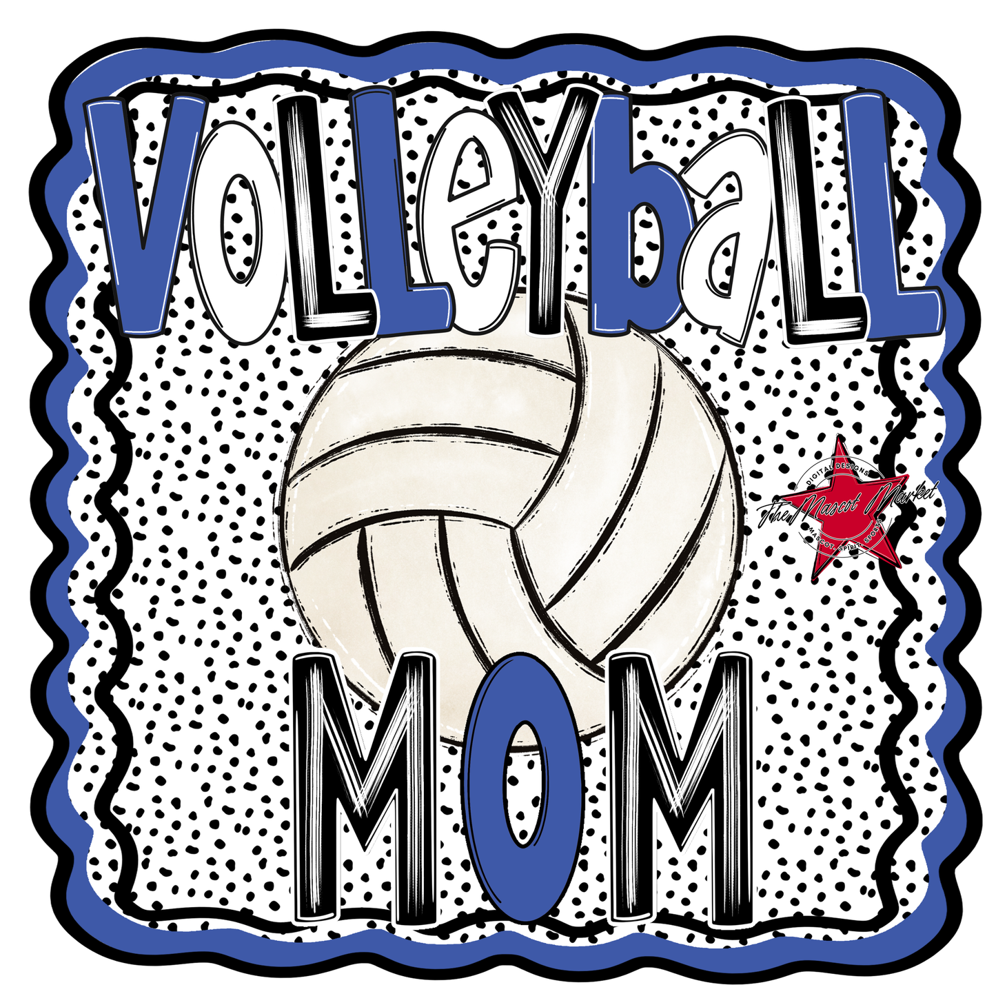 Volleyball Mom Dot Design-Off Blue