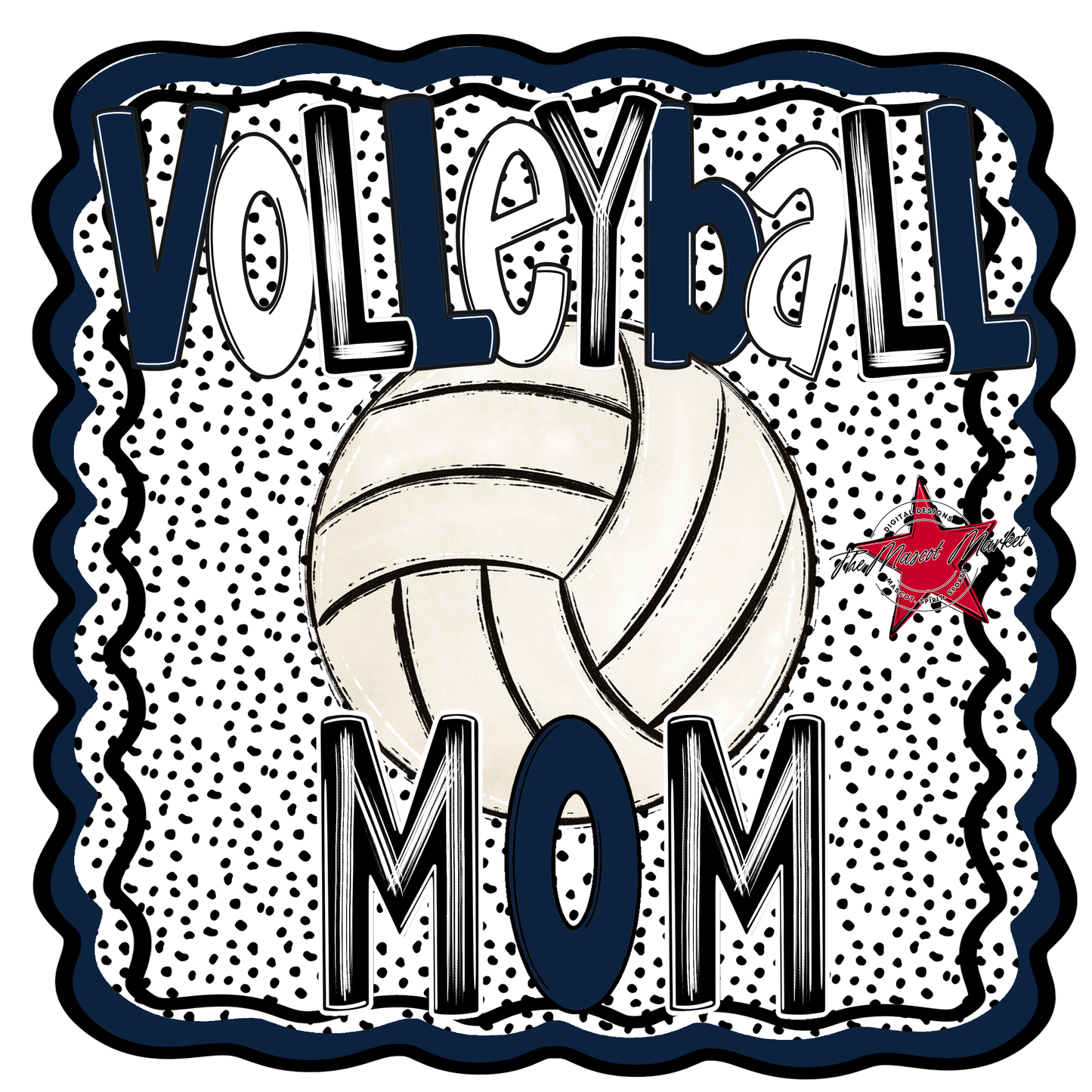 Volleyball Mom Dot Design-Navy