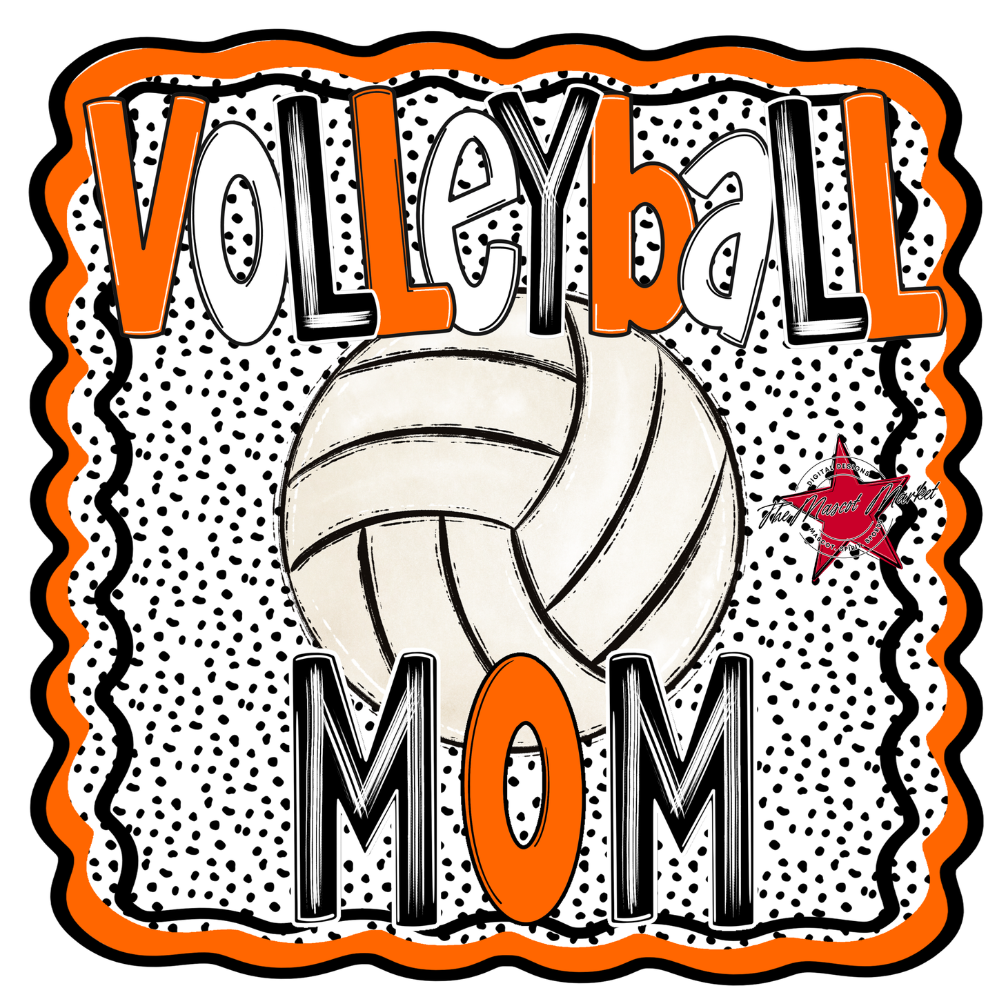 Volleyball Mom Dot Design-Orange