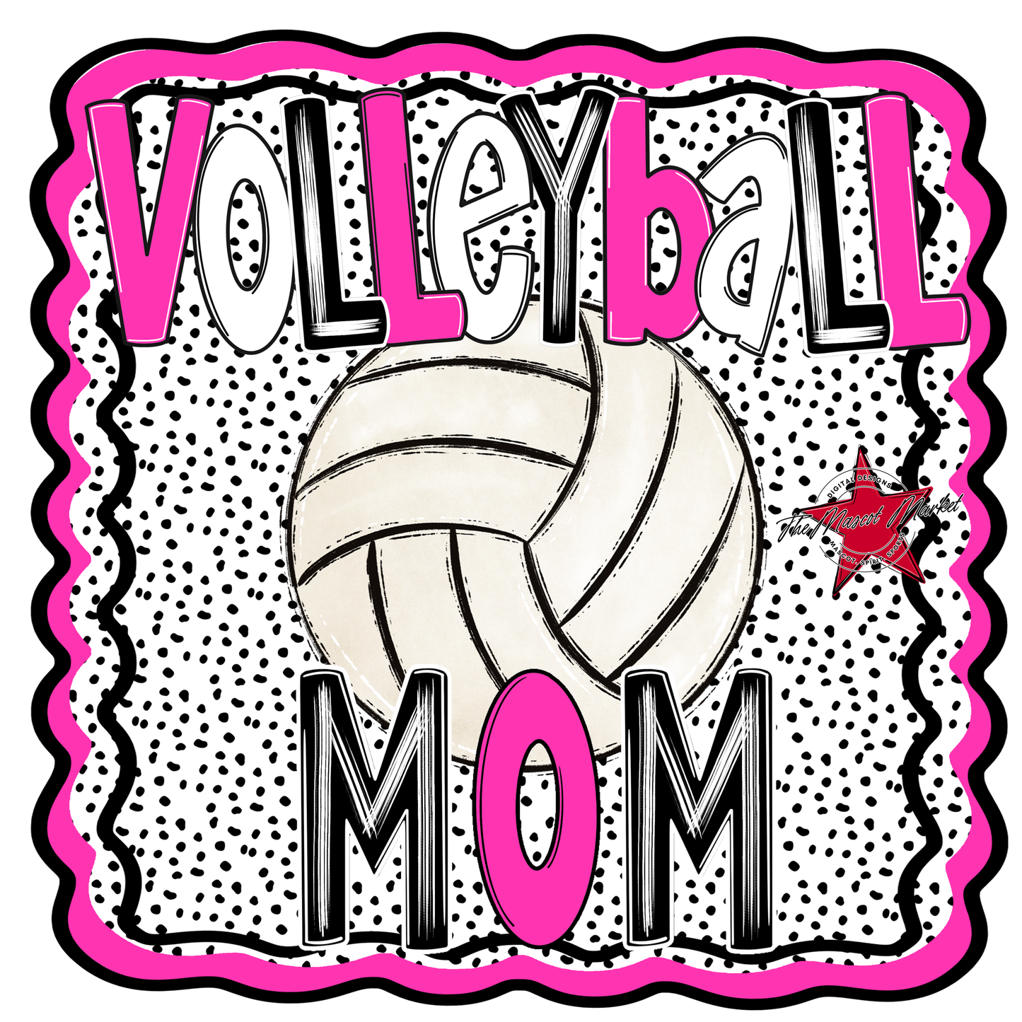 Volleyball Mom Dot Design-Pink