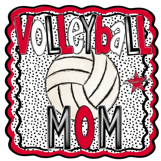 Volleyball Mom Dot Design-Red