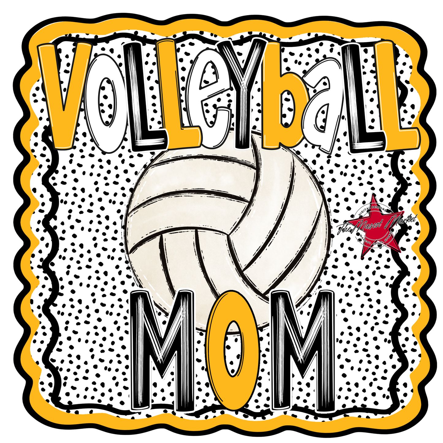 Volleyball Mom Dot Design-Yellow