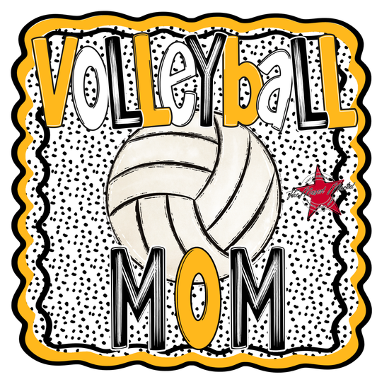 Volleyball Mom Dot Design-Yellow