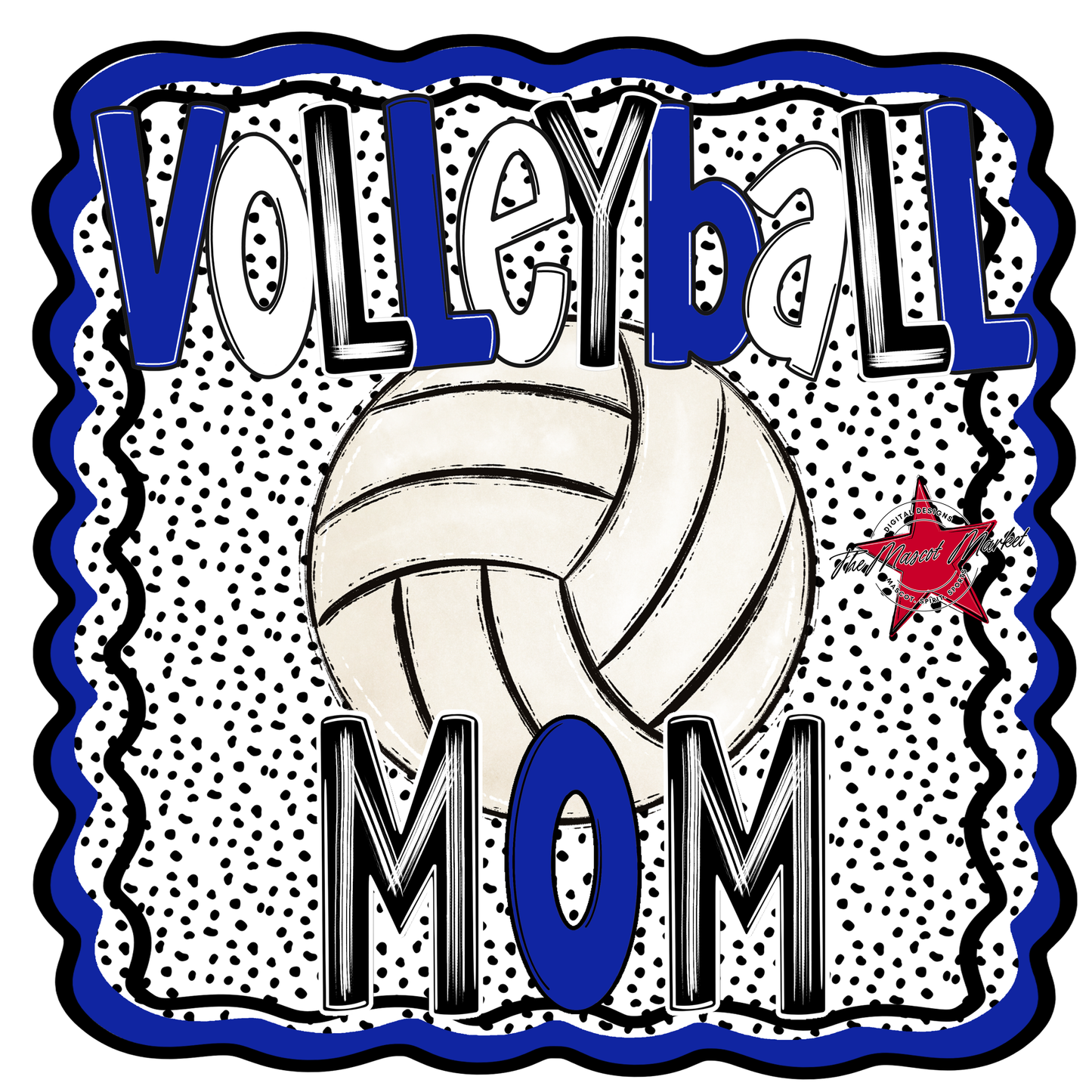 Volleyball Mom Dot Design-Royal Blue