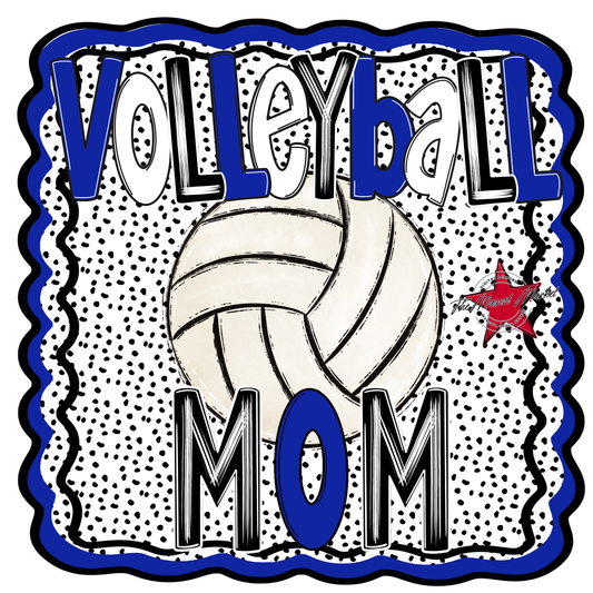 Volleyball Mom Dot Design-Royal Blue