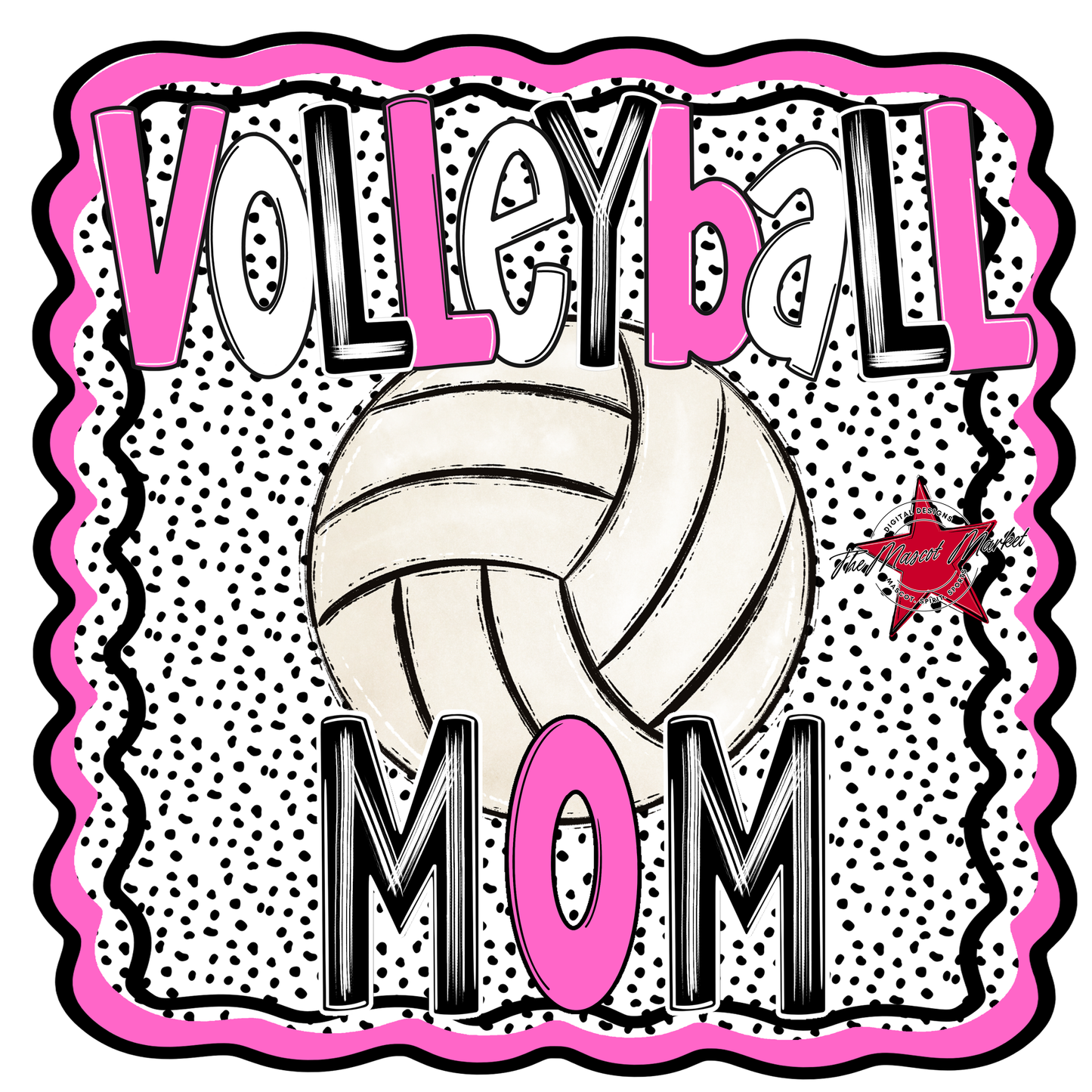 Volleyball Mom Dot Design-Baby Pink