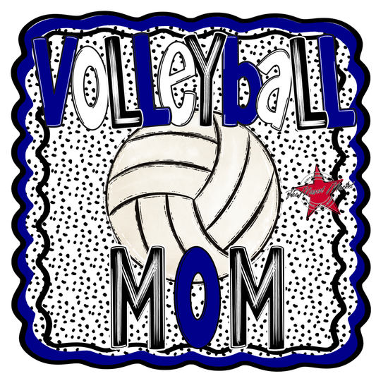 Volleyball Mom Dot Design-Blue