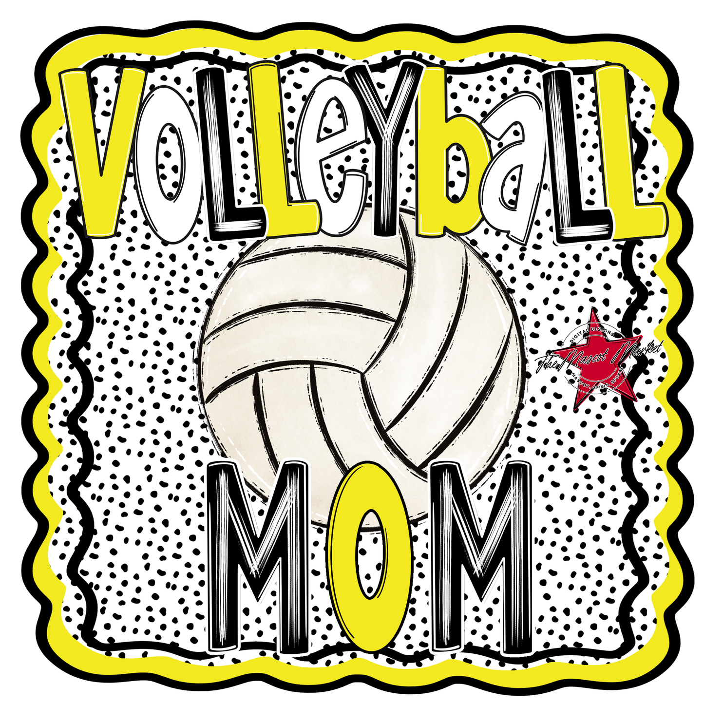Volleyball Mom Dot Design-Bright Yellow