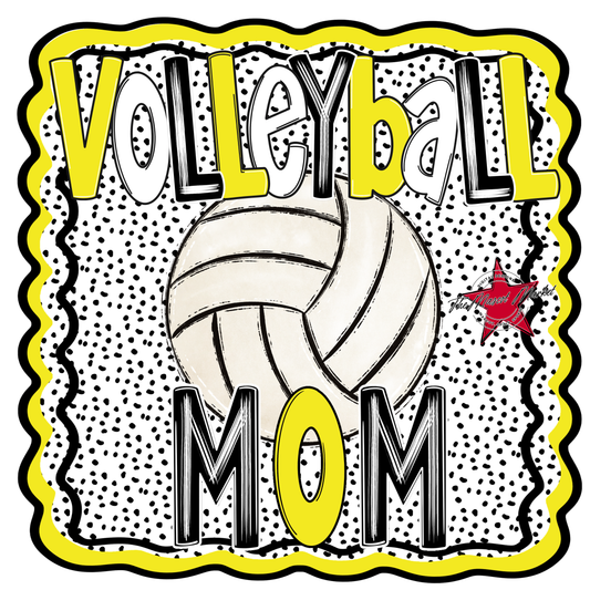 Volleyball Mom Dot Design-Bright Yellow
