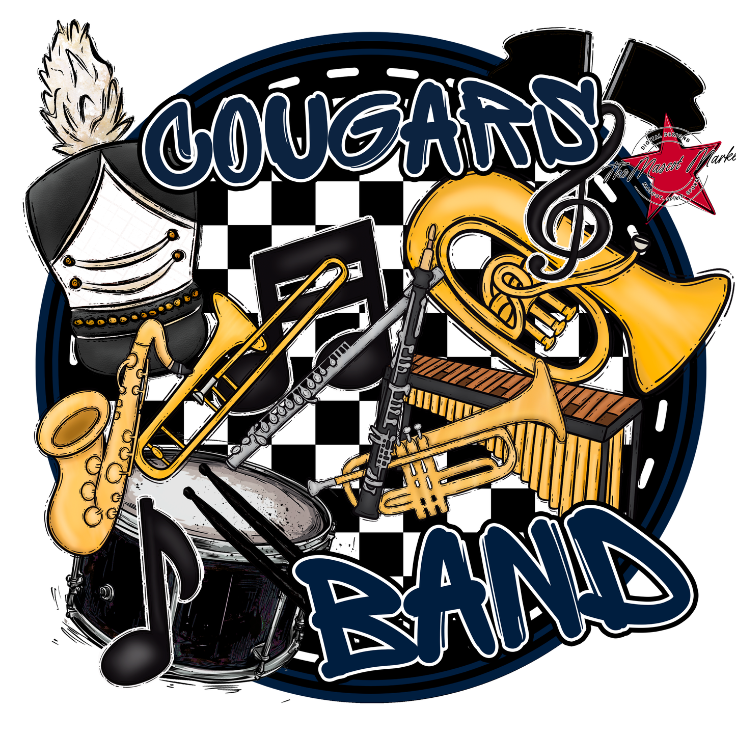 Cougars Circle Band Design-Navy