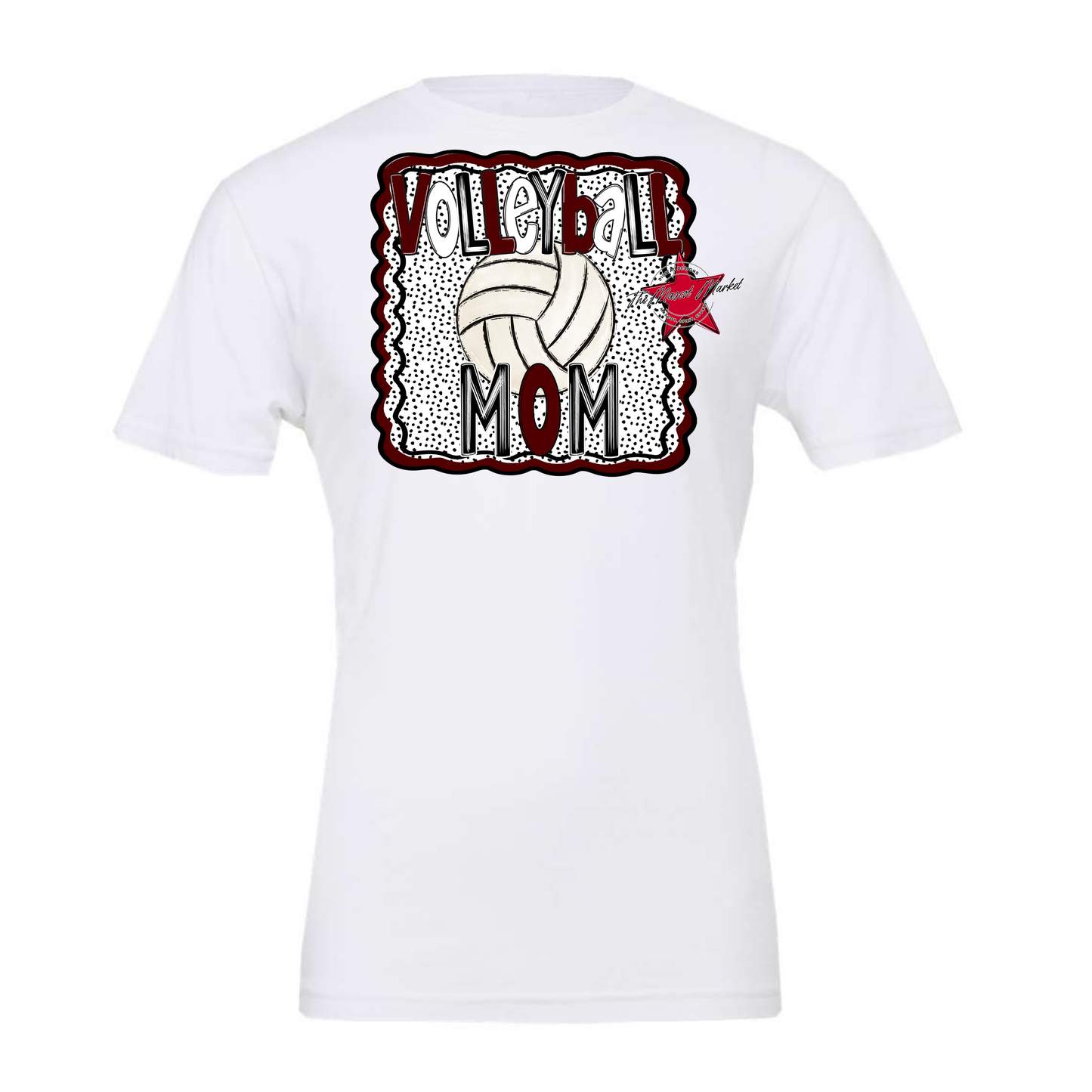 Volleyball Mom Dot Design-Maroon