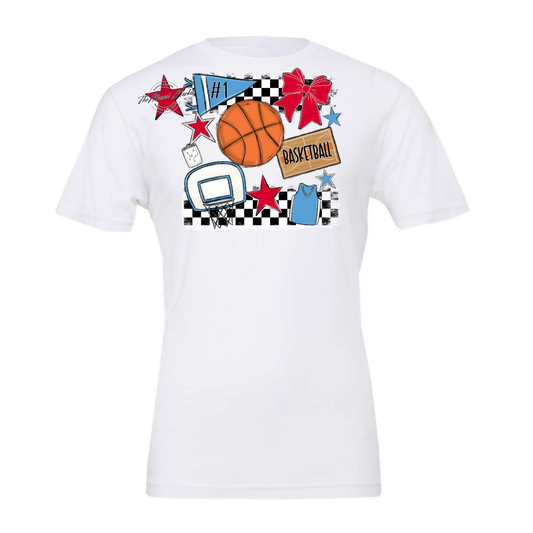 Basketball Checkers Spirit Design-Carolina Blue-Red