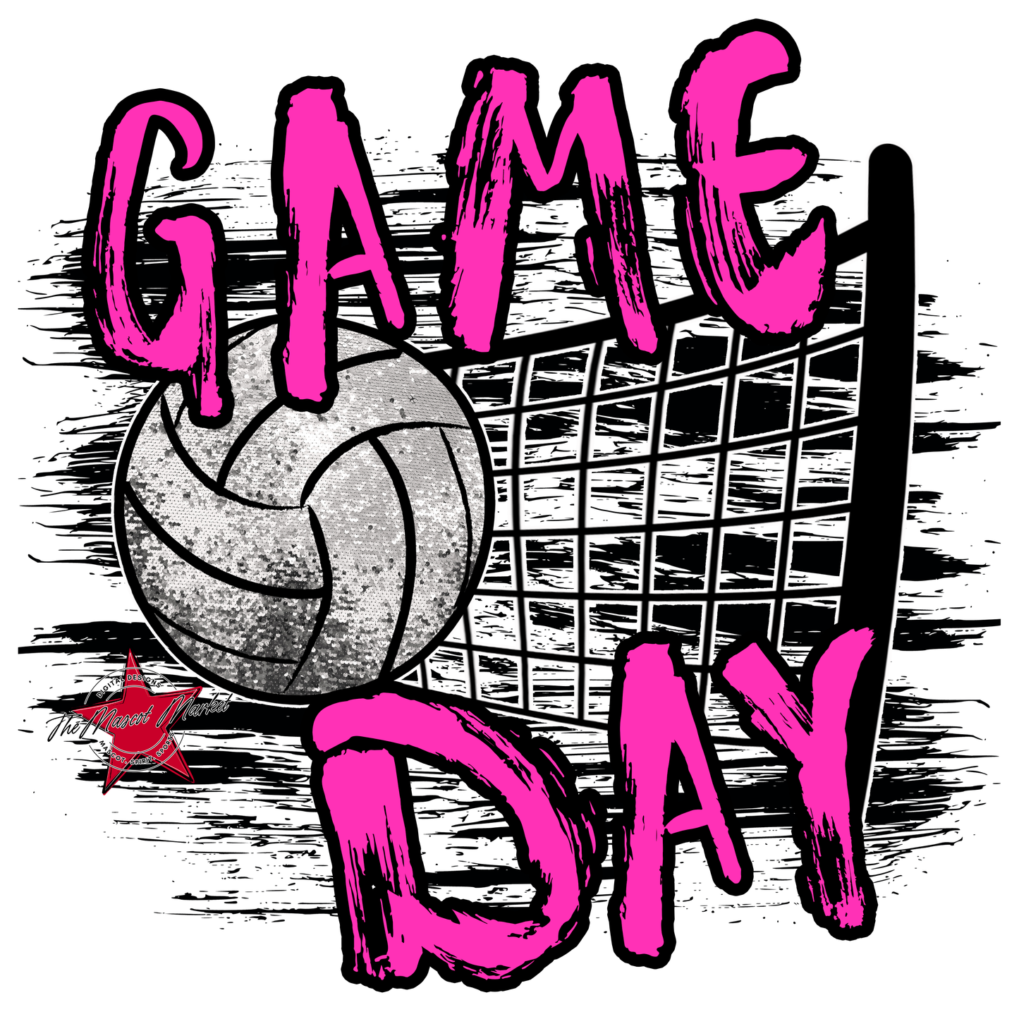 Volleyball Game Day w Net-Pink