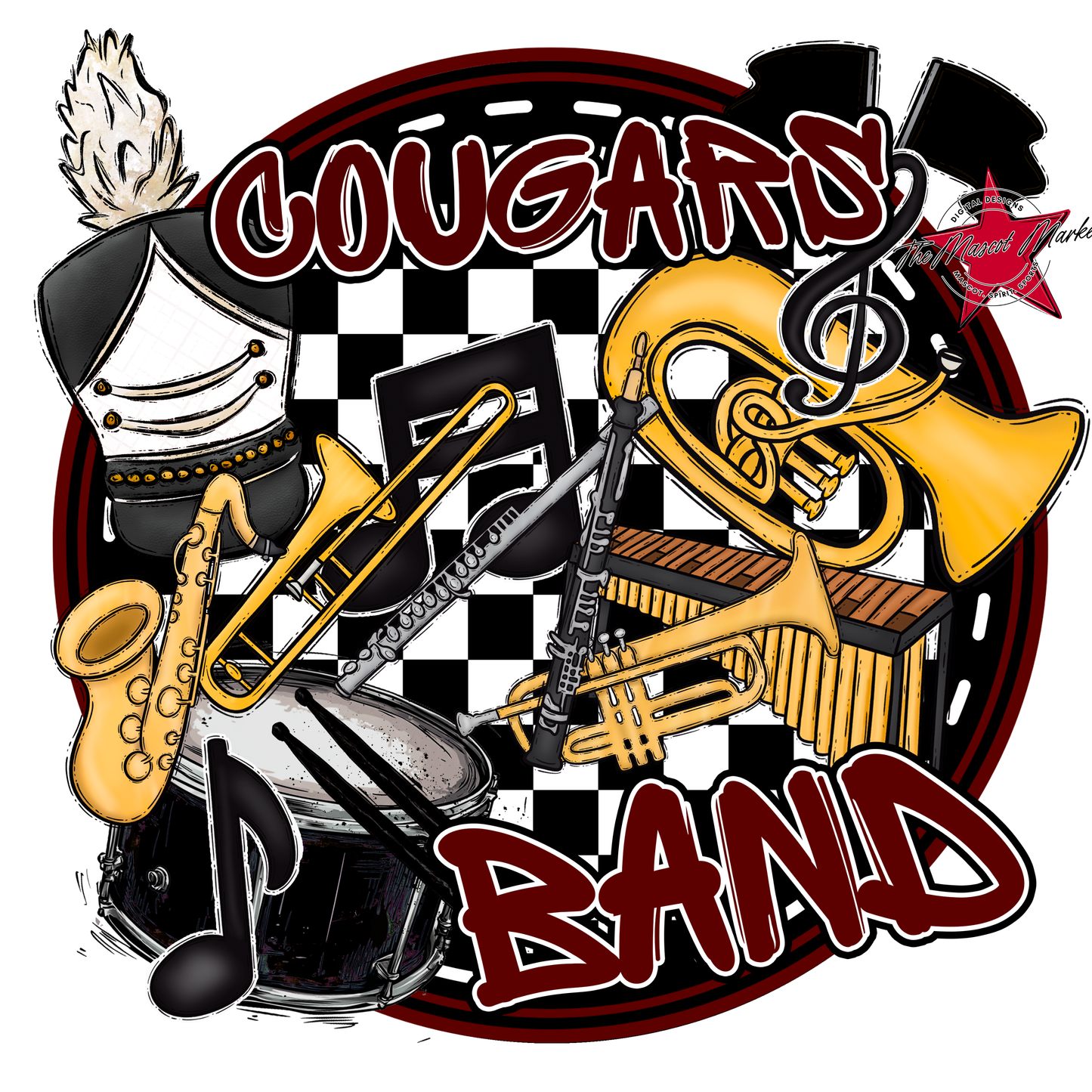 Cougars Circle Band Design-Maroon