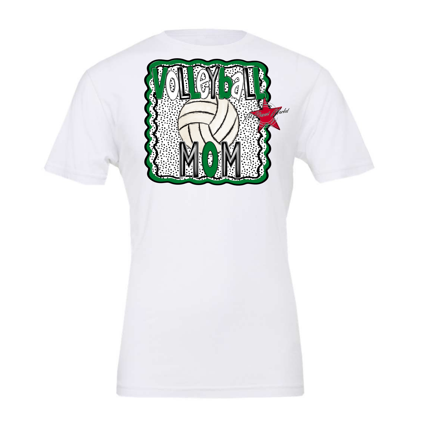 Volleyball Mom Dot Design-Kelly Green