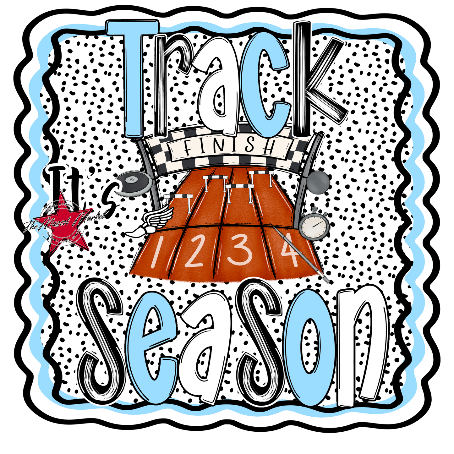 It's Track Season Dot Design-Columbia Blue