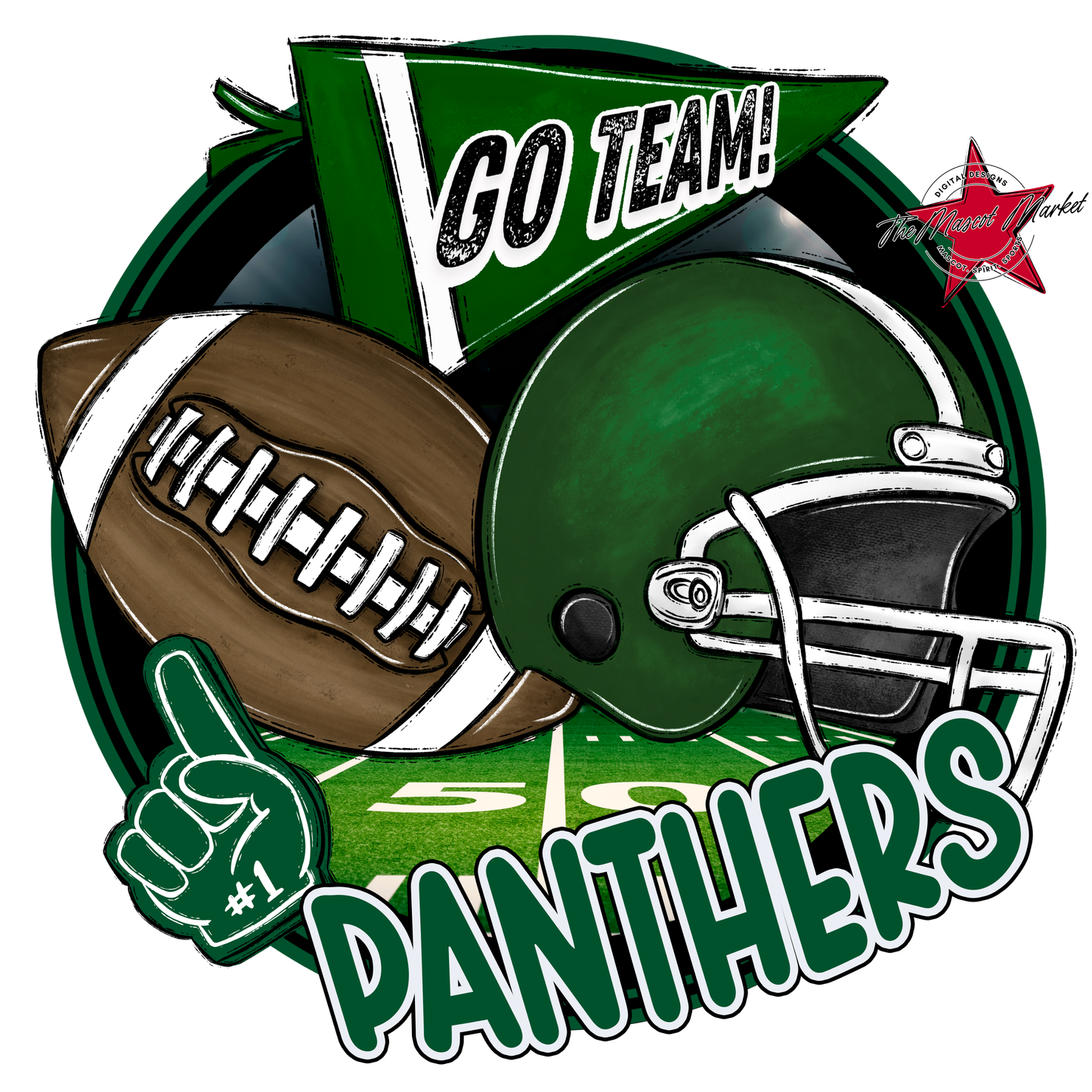 Panthers Circle Football Design-Green