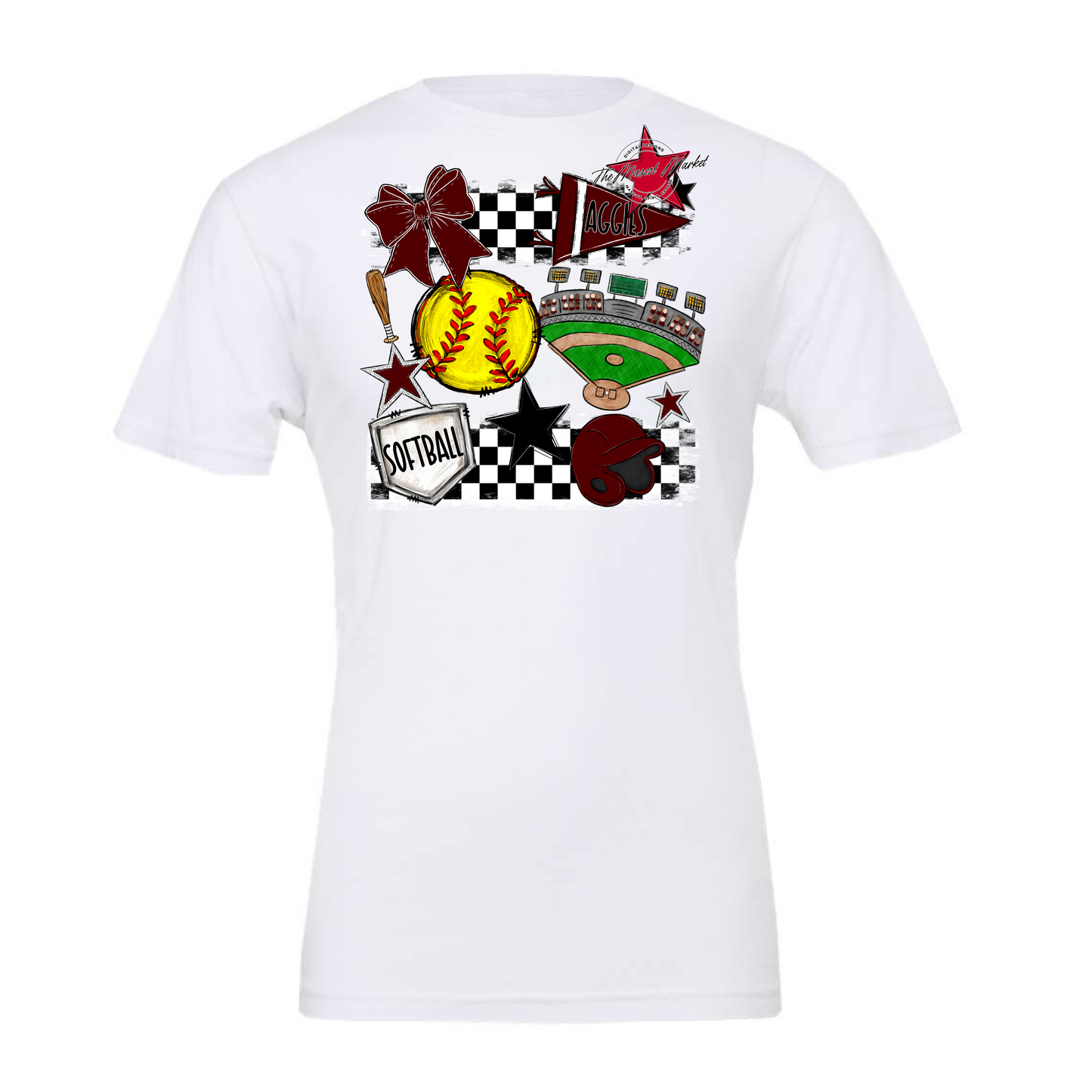 Aggies Softball Checkers Design-Maroon