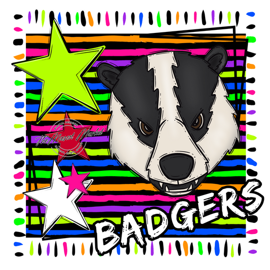 Badgers Mascot Line Frame Design-Neon