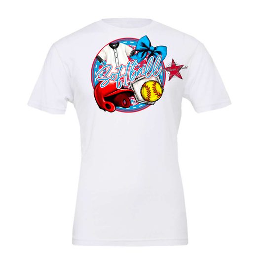 Circle Softball Design-Carolina Blue-Red