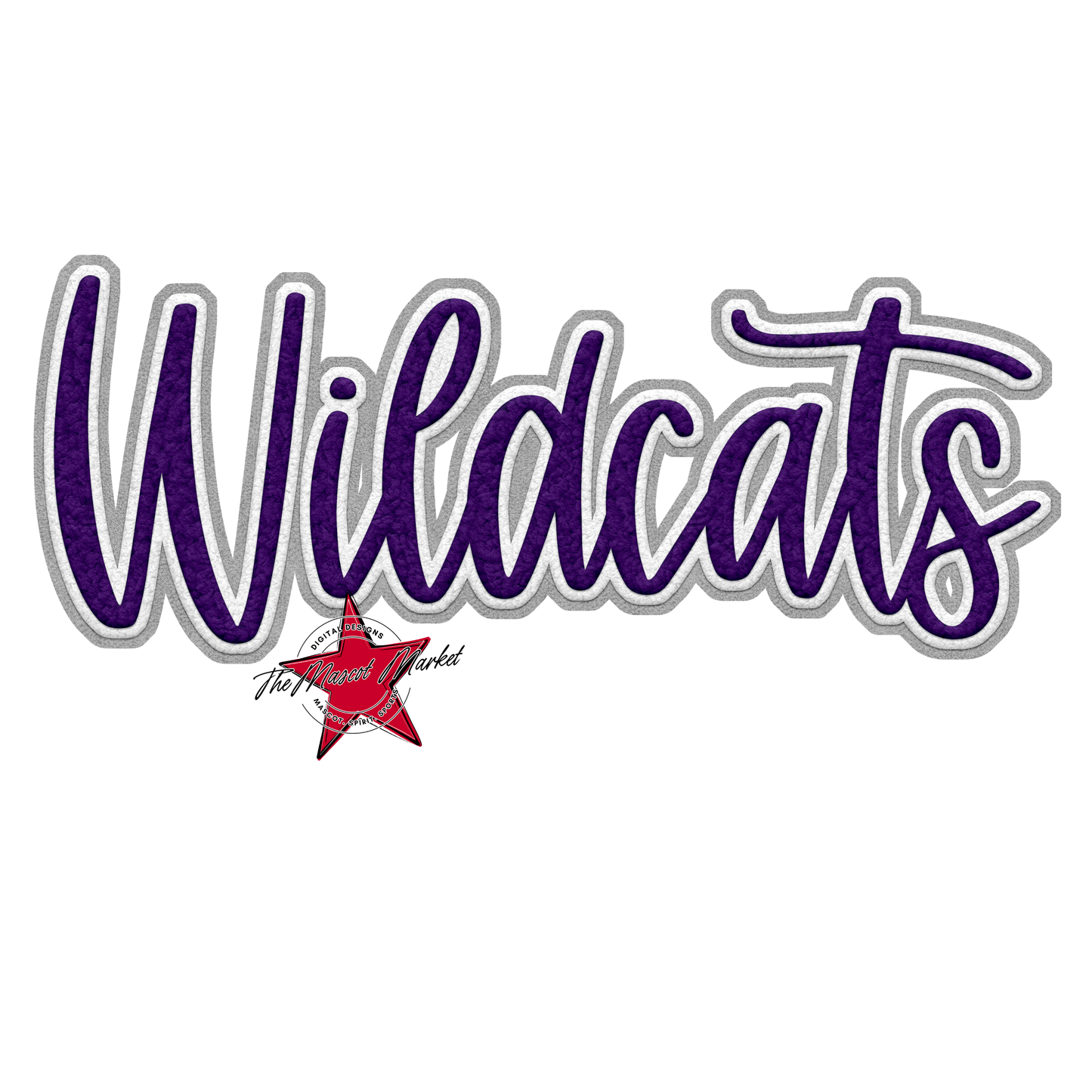 Wildcats Faux Chenille Patch-Purple-Grey