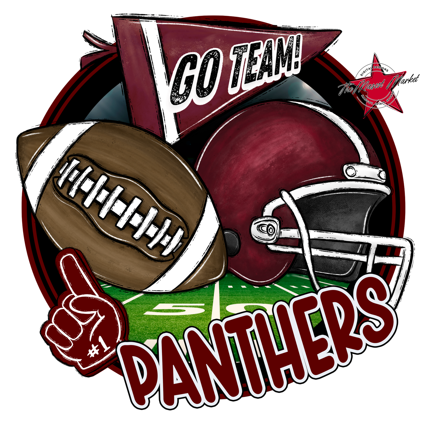 Panthers Circle Football Design-Maroon