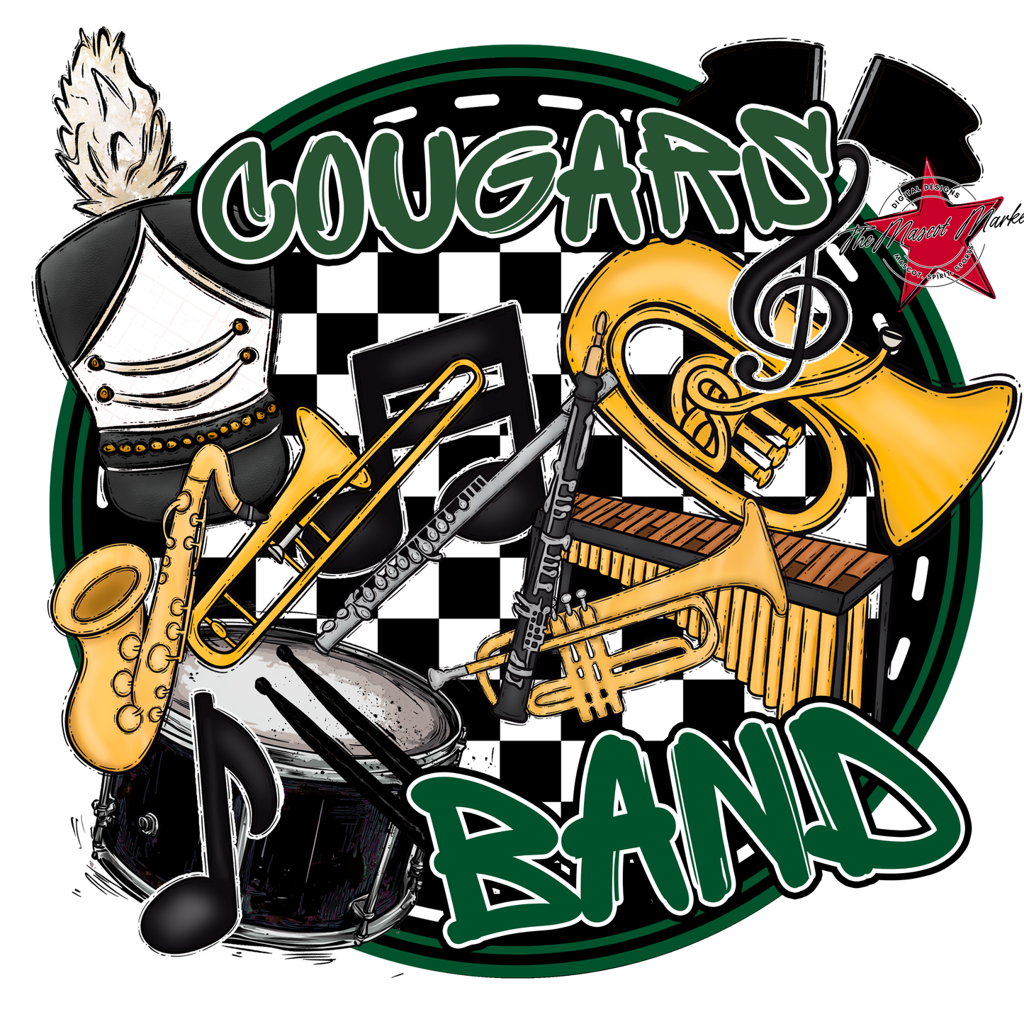 Cougars Circle Band Design-Green