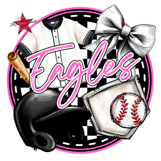 Eagles Circle Baseball Design-Baby Pink