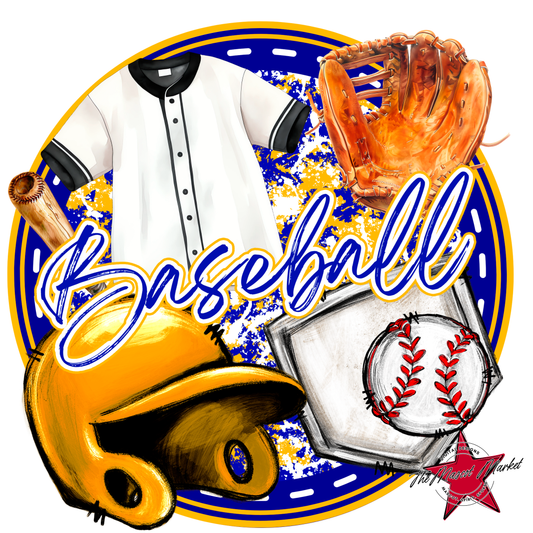 Circle Baseball Design-Blue-Yellow