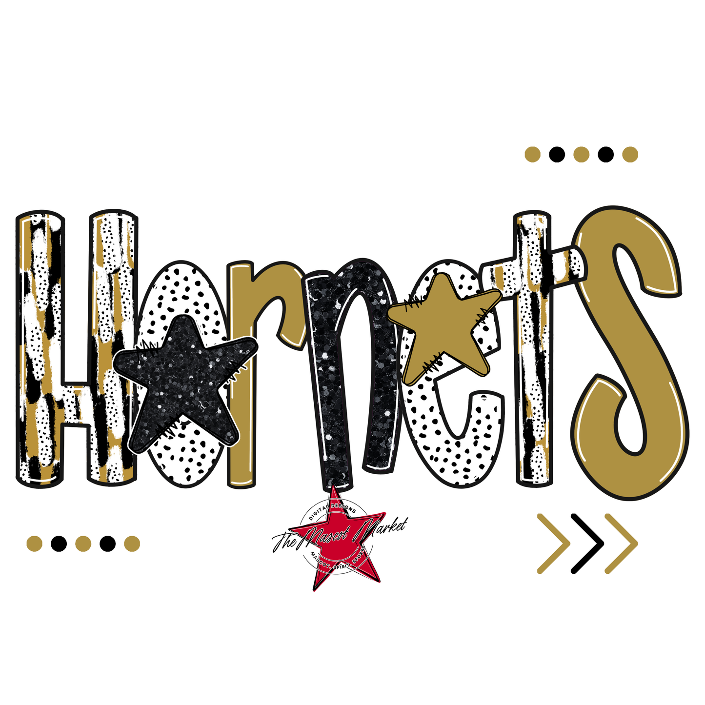 Hornets Brushstroke Alpha w Arrows-Gold