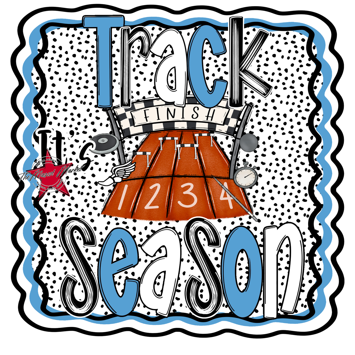 It's Track Season Dot Design-Carolina Blue