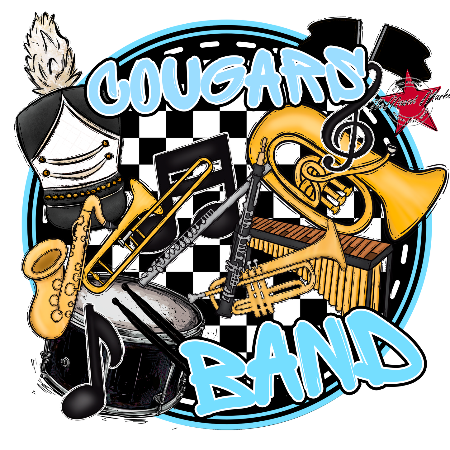 Cougars Circle Band Design-Columbia Blue