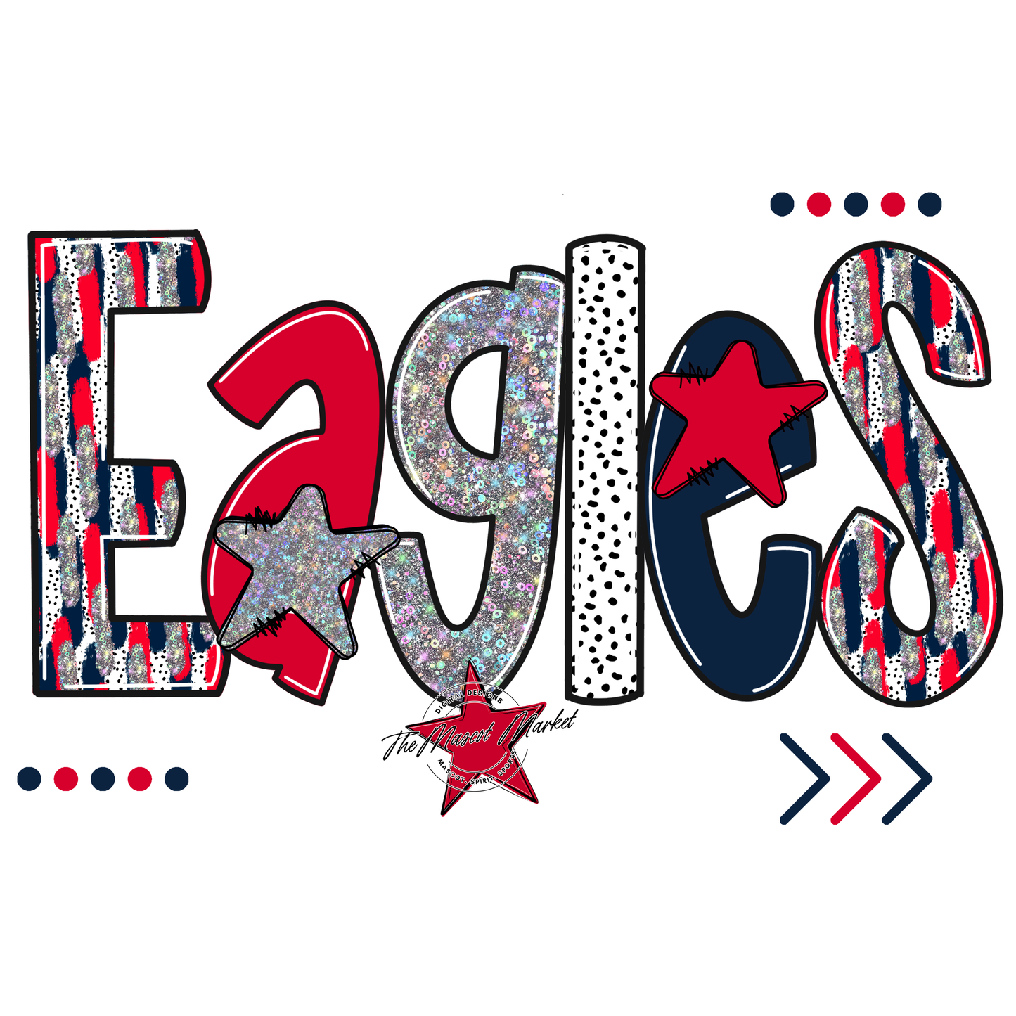 Eagles Brushstroke Alpha Design-Navy-Red