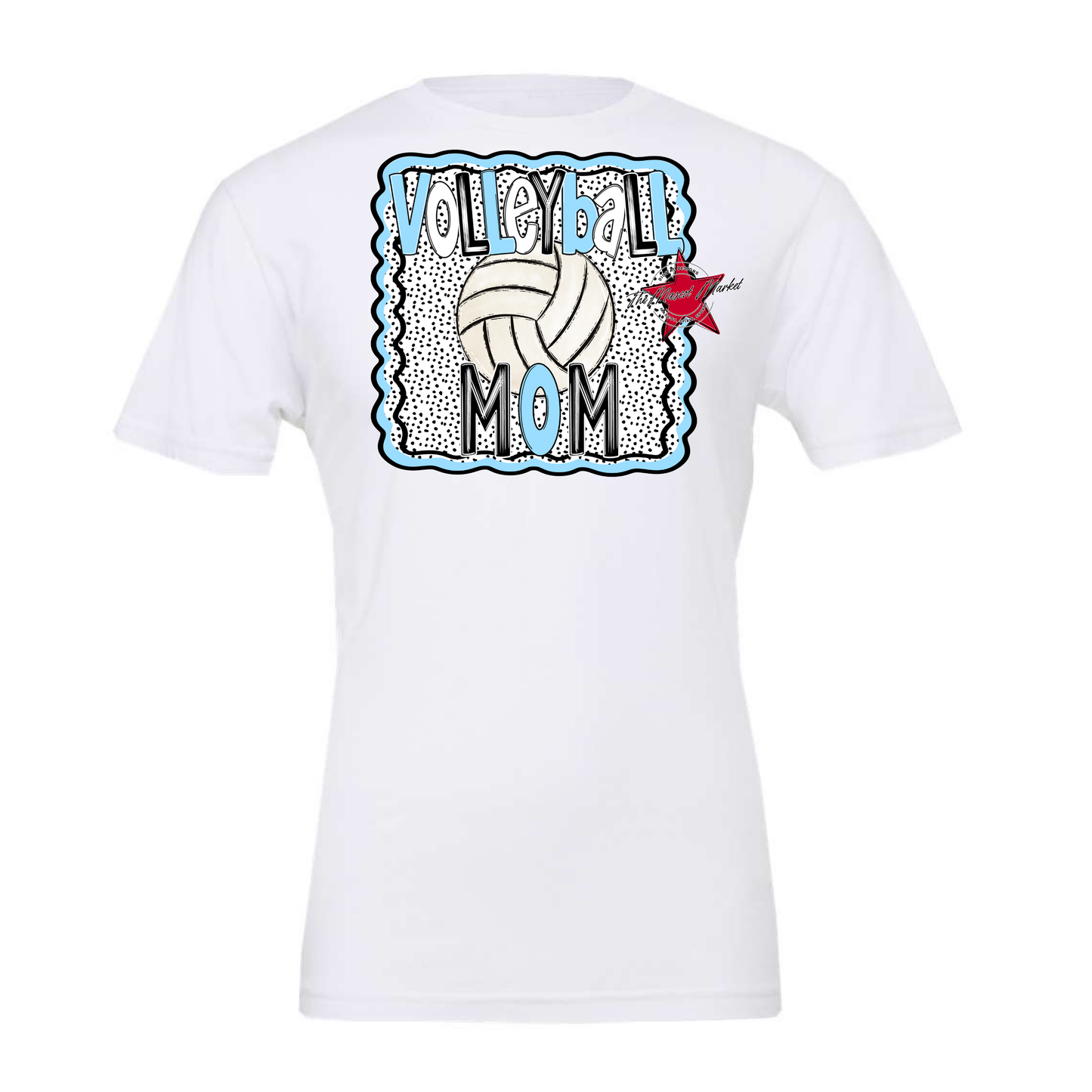 Volleyball Mom Dot Design-Columbia Blue