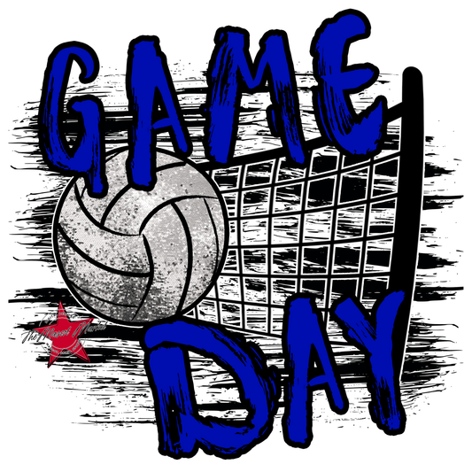 Volleyball Game Day w Net-Blue